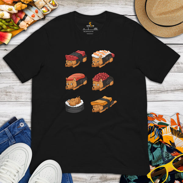 Yorkie Dog Themed Clothes & Attire - Funny Canine Tee Shirts For Humans - Gifts for Dog Moms, Dads & Lovers - Adorable Sushi T-Shirt - Black