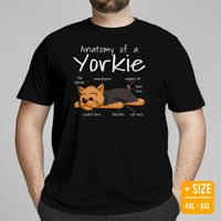 Yorkie Dog Themed Clothes & Attire - Funny Canine Tee Shirts For Humans - Gifts for Dog Moms, Dads & Lovers - Anatomy of A Yorkie Shirt - Black, Plus Size