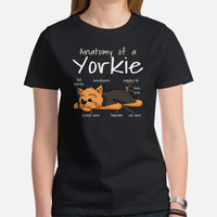 Yorkie Dog Themed Clothes & Attire - Funny Canine Tee Shirts For Humans - Gifts for Dog Moms, Dads & Lovers - Anatomy of A Yorkie Shirt - Black, Women