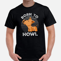 Yorkie Dog Themed Clothes & Attire - Funny Canine Tee Shirts For Humans - Gifts for Dog Moms, Dads & Lovers - Born To Howl T-Shirt - Black, Men