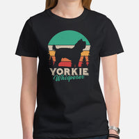 Yorkie Dog Themed Clothes & Attire - Funny Canine Tee Shirts For Humans - Gifts for Dog Moms, Dads & Lovers - Yorkie Whisperer T-Shirt - Black, Women