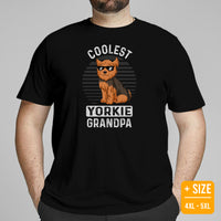 Yorkie Dog Themed Clothes & Attire - Funny Canine Tee Shirts, Outfit For Humans - Gifts for Dog Lovers - Coolest Yorkie Grandpa T-Shirt - Black, Plus Size