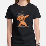 Yorkie Dog Themed Clothes & Attire - Funny Canine Tee Shirts & Outfit For Humans - Gifts for Dog Lovers - Cute Yorkie Dabbing T-Shirt - Black, Women